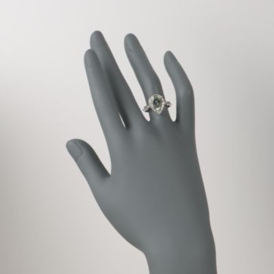 2.80 Carat Green Amethyst and .15 ct. t.w. Diamond Ring in 14kt White Gold &mdash; Alt Image 2