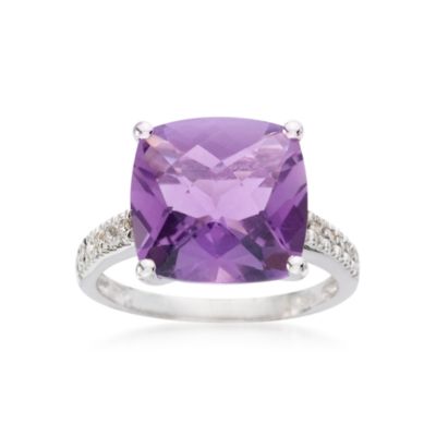 6.15 Carat Amethyst Ring With Diamond Accents in 14kt White Gold &mdash; Alt Image 1