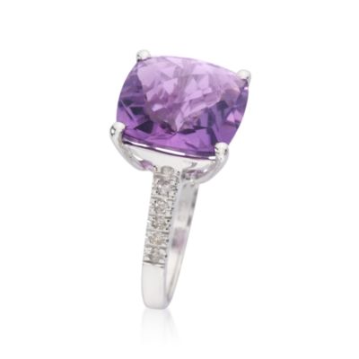 6.15 Carat Amethyst Ring With Diamond Accents in 14kt White Gold &mdash; Alt Image 3