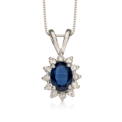 .25 ct. t.w. Diamond and .90 Carat t.w. Sapphire Pendant Necklace in 14kt White Gold &mdash; Alt Image 1