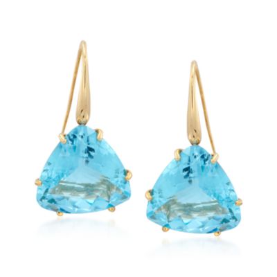 Roberto Coin 50.00 ct. t.w. "Ipanema" Blue Topaz Earrings in 18kt Yellow Gold. Earwire Earrings &mdash; Alt Image 1