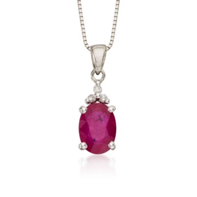 .85 Carat Ruby Pendant Necklace With Diamond Accents in 14kt White Gold    &mdash; Alt Image 1