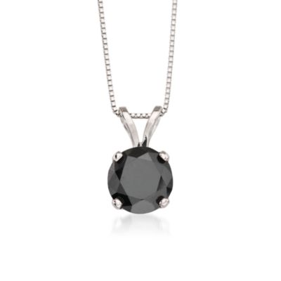 2.00 ct. t.w. Black Diamond Solitaire Necklace in 14kt White Gold. 18" &mdash; Alt Image 1
