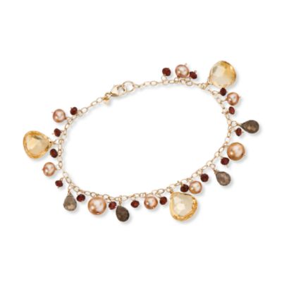 6-8mm Cultured Pearl and 18.00 ct. t.w. Multi-Gem Bracelet in 14kt Yellow Gold &mdash; Alt Image 1