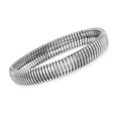 14kt Bonded White Gold Andiamo Bangle Bracelet From Italy. 7.5" &mdash; Alt Image 1