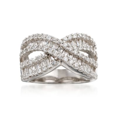 2.20 ct. t.w. CZ Crisscross Ring in Sterling Silver &mdash; Alt Image 1