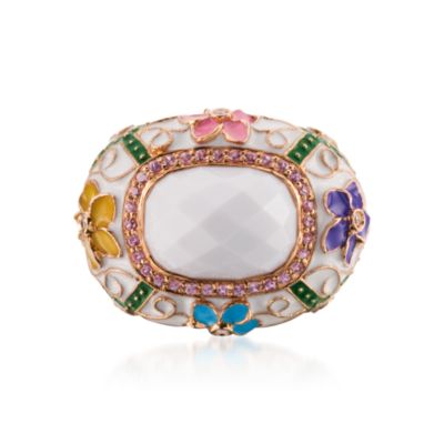 .25 ct. t.w. Pink Sapphire and .10 ct. t.w. Diamond Ring With White Agate In 18kt Rose Gold &mdash; Alt Image 1