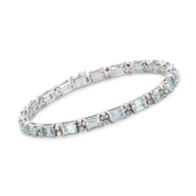 8.55 ct. t.w. Aquamarine and .15 ct. t.w. Diamond Bracelet in Sterling Silver &mdash; Alt Image 1
