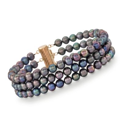 5-5.5mm Black Pearl Bracelet in 14kt Yellow Gold &mdash; Alt Image 1