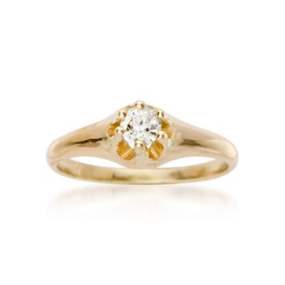 C. 1950 Vintage .25 Carat Diamond Solitaire Engagement Ring In 14kt Yellow Gold. Size 5.5 &mdash; Alt Image 1