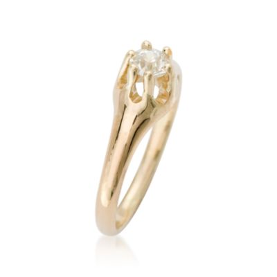 C. 1950 Vintage .25 Carat Diamond Solitaire Engagement Ring In 14kt Yellow Gold. Size 5.5 &mdash; Alt Image 2