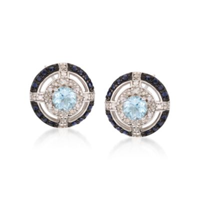 .75 ct. t.w. Blue Topaz and  .60 ct. t.w. Multi-Gem Earrings In Sterling Silver &mdash; Alt Image 1