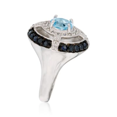 1.25 Carat Blue Topaz and .60 ct. t.w. Multi-Gem Ring in Sterling Silver &mdash; Alt Image 3