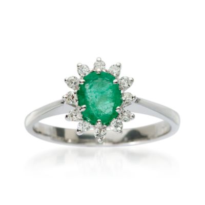 C. 1980 Vintage .50 Carat Emerald and .25 ct. t.w. Diamond Ring in 14kt White Gold. Size 8 &mdash; Alt Image 1