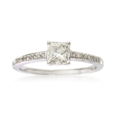 C. 2000 Vintage .59 Carat Diamond Solitaire Engagement Ring With Diamond Accents in 18kt White Gold. Size 6 &mdash; Alt Image 1