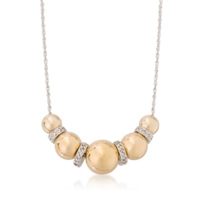Sterling Silver and 14kt Gold Bead Necklace With .20 ct. t.w. Diamonds &mdash; Alt Image 1