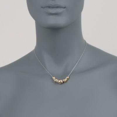 Sterling Silver and 14kt Gold Bead Necklace With .20 ct. t.w. Diamonds &mdash; Alt Image 2