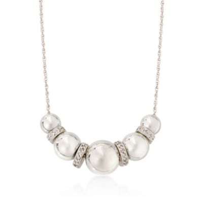 .20 ct. t.w. Diamond Barrel Bead Necklace in Sterling Silver. 18" &mdash; Alt Image 1