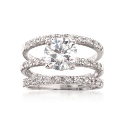 Set of Three 2.40 ct. t.w. CZ Rings in Sterling Silver &mdash; Alt Image 1