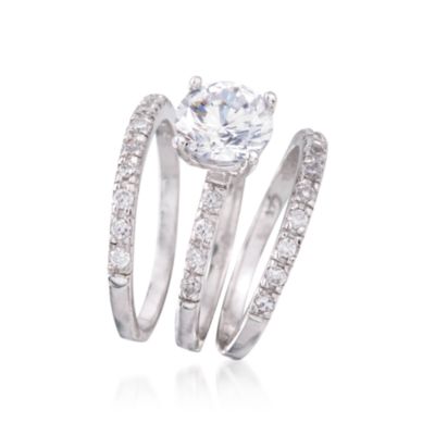 Set of Three 2.40 ct. t.w. CZ Rings in Sterling Silver &mdash; Alt Image 3