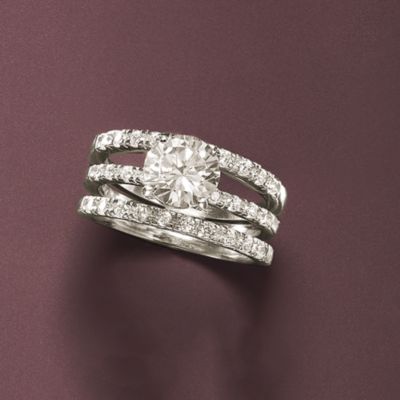 Set of Three 2.40 ct. t.w. CZ Rings in Sterling Silver &mdash; Alt Image 4
