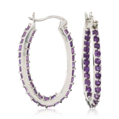 5.50 ct. t.w. Amethyst Hoop Earrings in Sterling Silver &mdash; Alt Image 1
