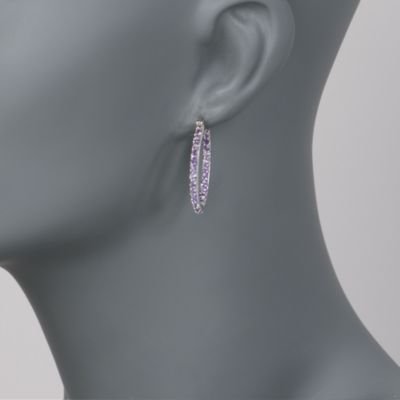 5.50 ct. t.w. Amethyst Hoop Earrings in Sterling Silver &mdash; Alt Image 2