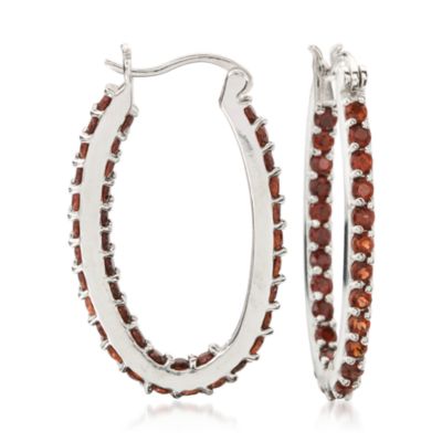 5.50 ct. t.w. Garnet Hoop Earrings in Sterling Silver &mdash; Alt Image 1
