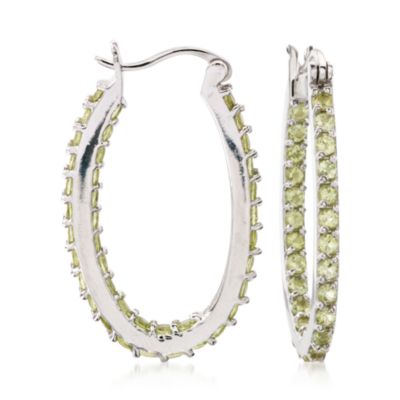 6.00 ct. t.w. Peridot Hoop Earrings in Sterling Silver &mdash; Alt Image 1