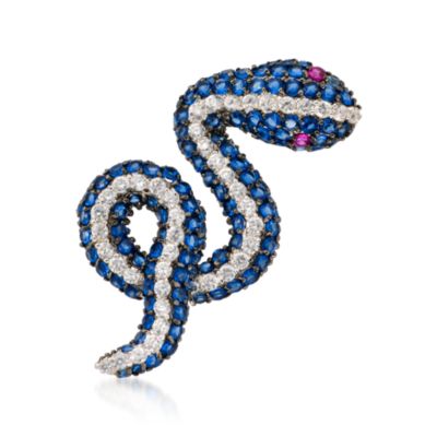 Blue and .30 ct. t.w. White CZ Snake Pin In Sterling Silver &mdash; Alt Image 1