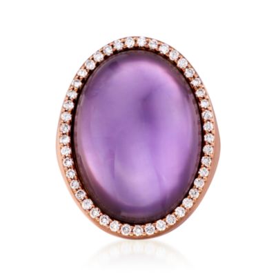 Roberto Coin 19.00 Carat Amethyst and .42 ct. t.w. Diamond Ring in 18kt Rose Gold. Size 6.5 &mdash; Alt Image 1
