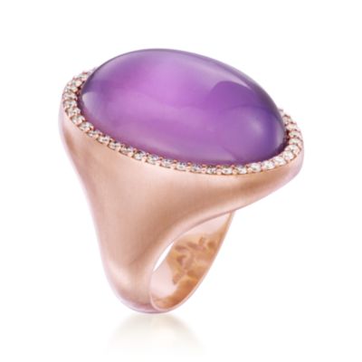 Roberto Coin 19.00 Carat Amethyst and .42 ct. t.w. Diamond Ring in 18kt Rose Gold. Size 6.5 &mdash; Alt Image 3