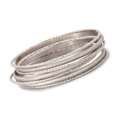 Set of Seven Sterling Silver Bangle Bracelets &mdash; Alt Image 1