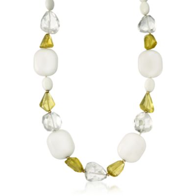 83.00 ct. t.w. Lime Quartz Necklace With Crystal and Agate In 14kt Yellow Gold. 17" &mdash; Alt Image 1