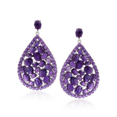 48.50 ct. t.w. Amethyst Earrings In Sterling Silver. Post Earrings &mdash; Alt Image 1