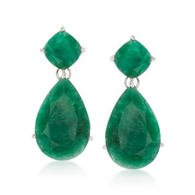 20.00 ct. t.w. Emerald Earrings in Sterling Silver &mdash; Alt Image 1