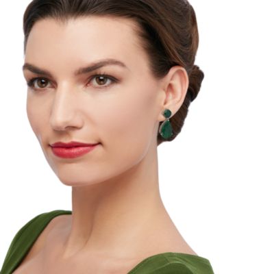 20.00 ct. t.w. Emerald Earrings in Sterling Silver &mdash; Alt Image 2