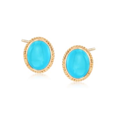 Turquoise Earrings in 14kt Yellow Gold &mdash; Alt Image 1