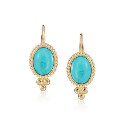 Turquoise Earrings in 14kt Yellow Gold &mdash; Alt Image 1