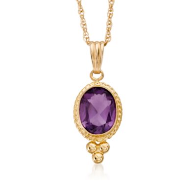 .85 Carat Amethyst Pendant With Chain in 14kt Yellow Gold. 18" &mdash; Alt Image 1