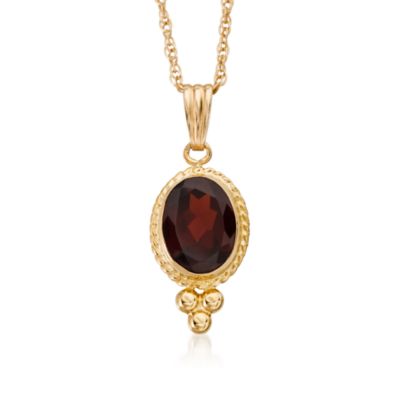 1.40 Carat Garnet Pendant With Chain in 14kt Yellow Gold. 18" &mdash; Alt Image 1