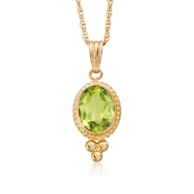 1.35 Carat Peridot Pendant With Chain in 14kt Yellow Gold. 18" &mdash; Alt Image 1