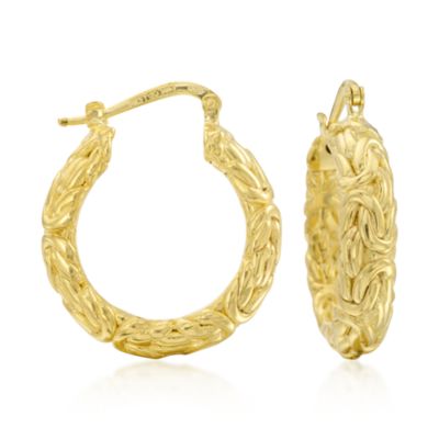 14kt Bonded Yellow Gold Andiamo Hoop Earrings From Italy   &mdash; Alt Image 1