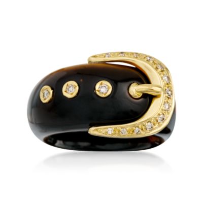 Tiger's Eye and .15 ct. t.w. Diamond Buckle Ring in 18kt Yellow Gold &mdash; Alt Image 1