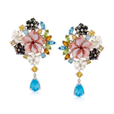 9.00 ct. t.w. Multi-Gem Earrings With Diamonds in Sterling Silver &mdash; Alt Image 1