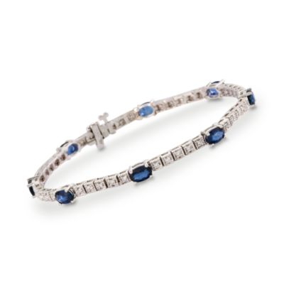 4.50 ct. t.w. Sapphire and .80 ct. t.w. Diamond Bracelet in 14kt White Gold. 7" &mdash; Alt Image 1