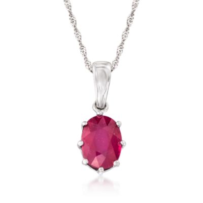1.75 Carat Ruby Pendant Necklace in 14kt White Gold  . 16" &mdash; Alt Image 1