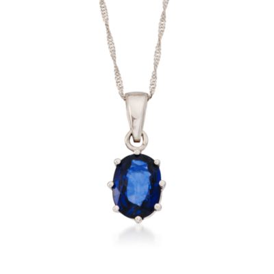 1.60 Carat Sapphire Pendant Necklace in 14kt White Gold  . 16" &mdash; Alt Image 1