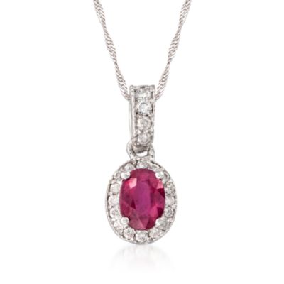 1.00 Carat Ruby and .25 ct. t.w. Diamond Necklace in 14kt White Gold. 16" &mdash; Alt Image 1