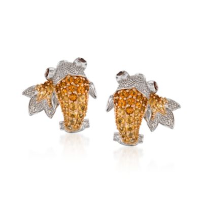 1.20 ct. t.w. Citrine and .15 ct. t.w. Garnet Koi Earrings With Diamonds in Sterling Silver &mdash; Alt Image 1